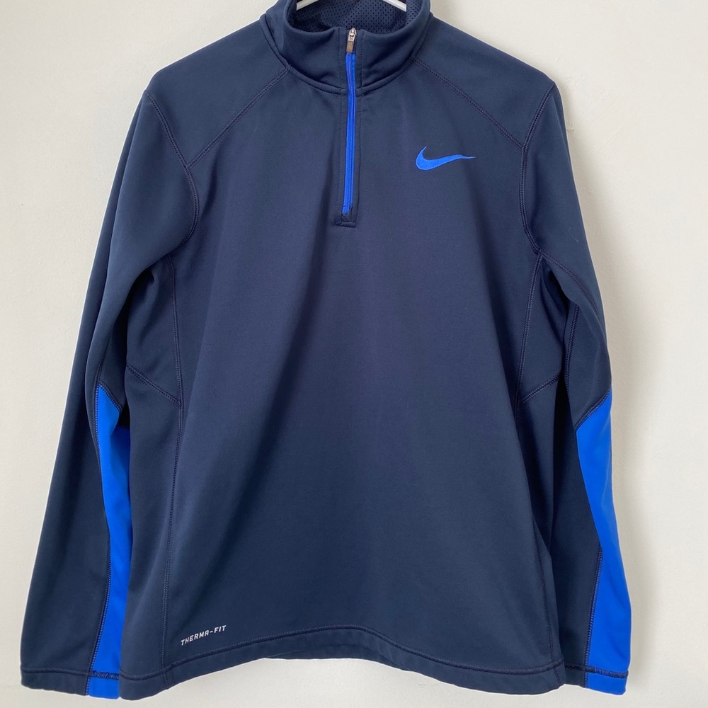 Nike Therma Fit Quarter Zip Pullover Sweatshirt Blue - Size Medium (M)